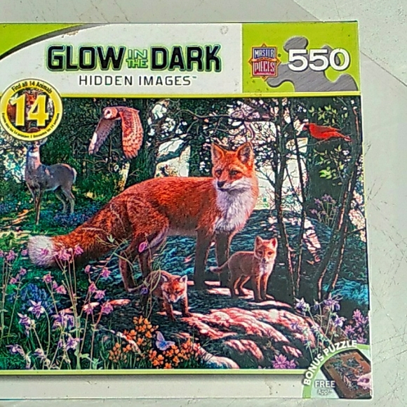 🦊 MasterPieces Glow in the Dark HIDDEN IMAGES WILDLIFE - Picture 1 of 14